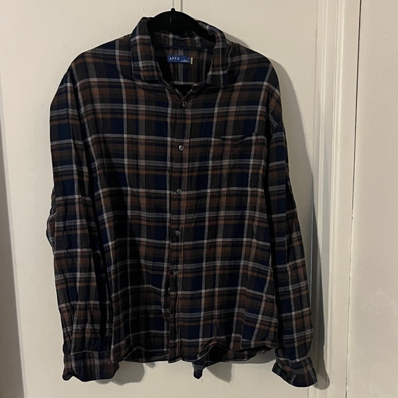 Apt. 9 Other - APT9 Men's Casual Plaid Shirt - Navy and Orange